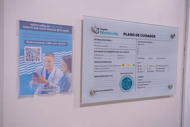Plano de cuidados na parede da enfermaria